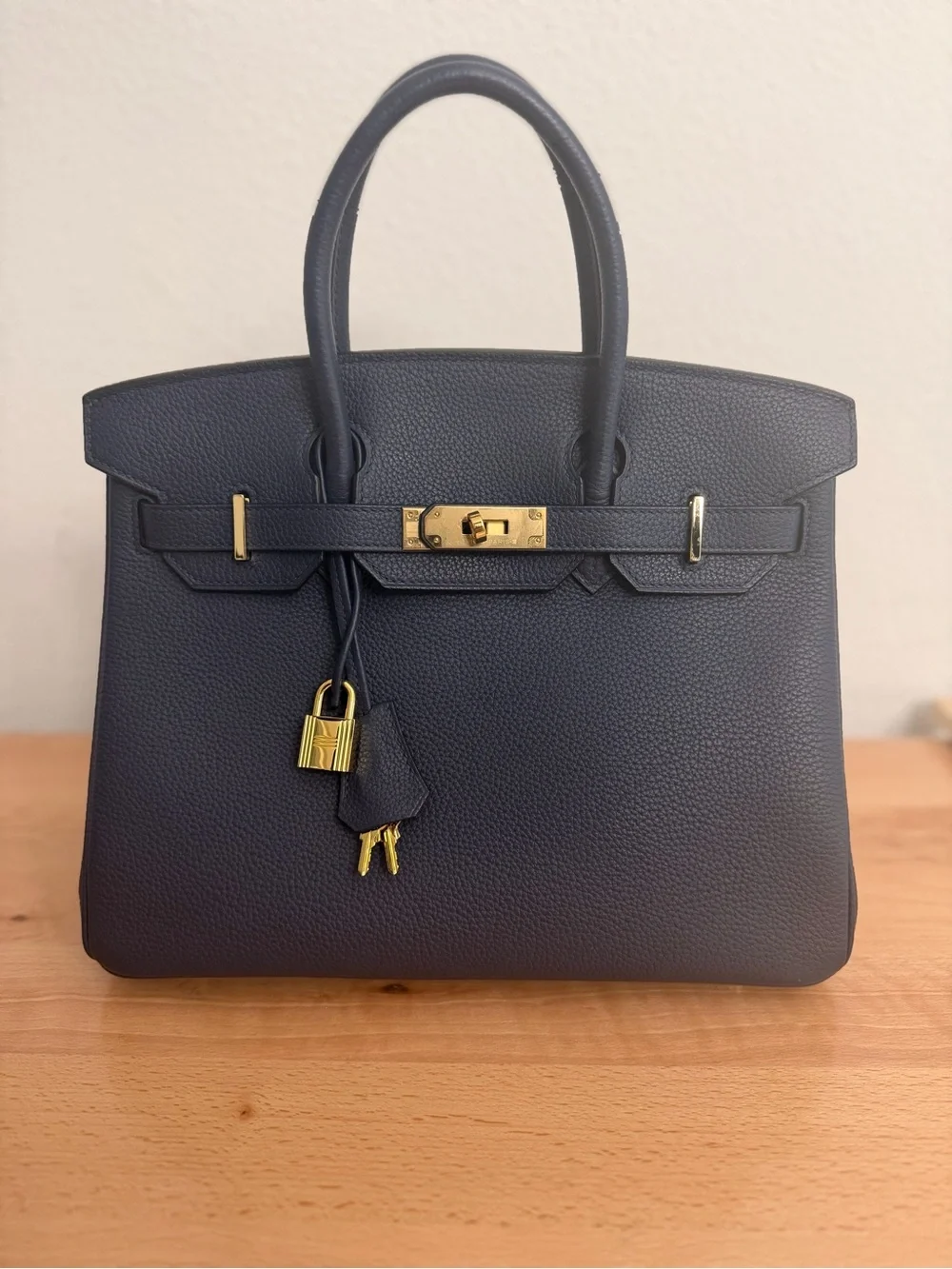 IMPORTED HANDMADE TOGO GHW MIDNIGHT BLUE BLEU NUIT LAMBSKIN BIRKIN 30